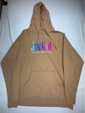 God is Dope Men's Pullover Hoodie Fleece Graphic Just God Pockets Size XL Brown